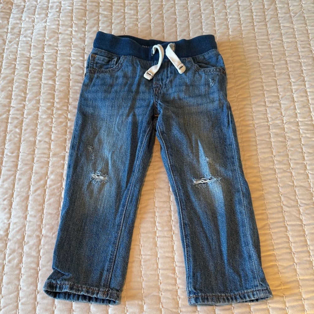 GAP Kids Distressed Blue Jeans with Drawstring